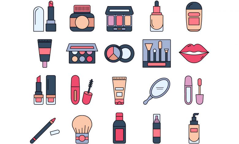 makeup stuff and cosmetics in white background
