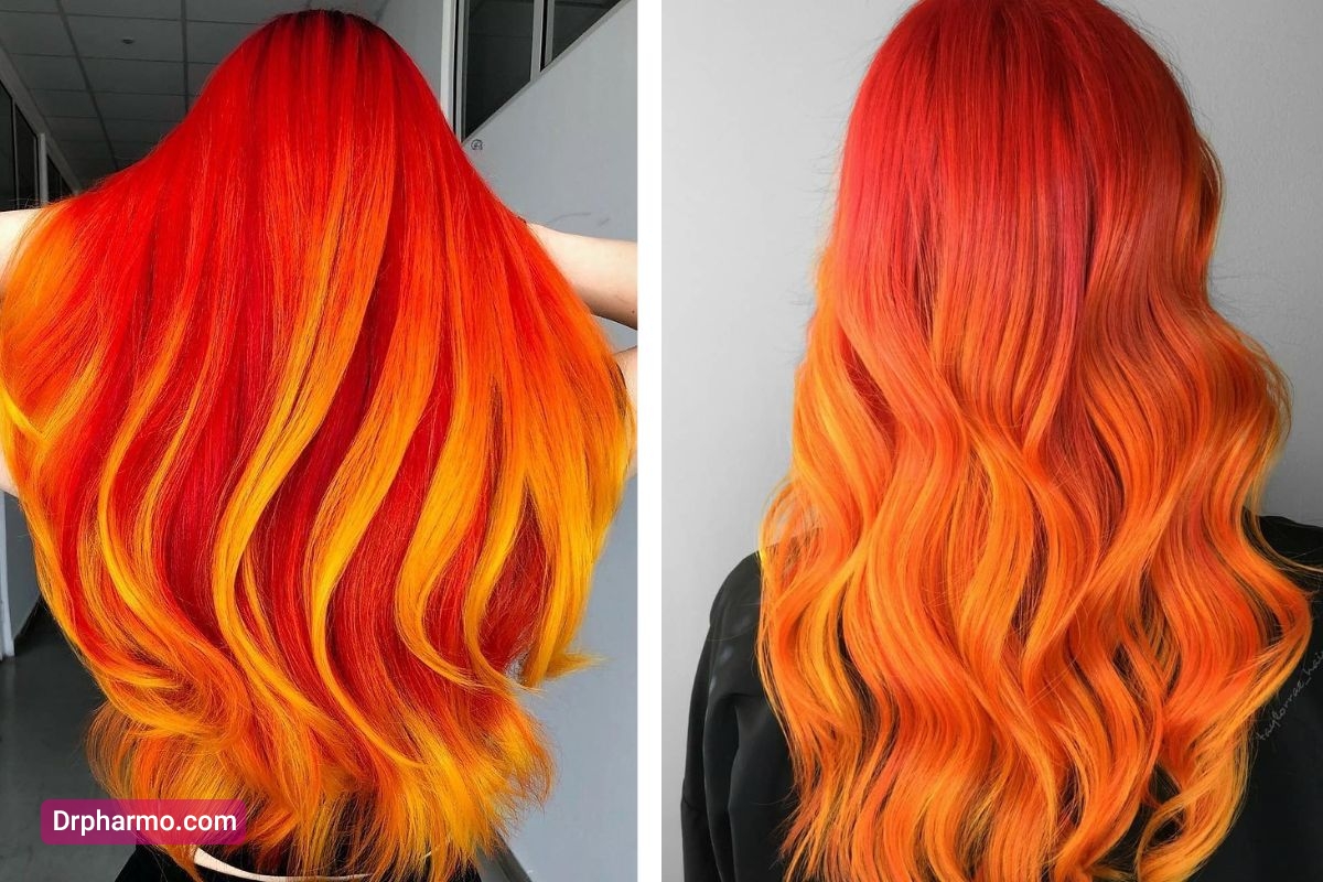 مدل رنگ مو جدید آتشی برای موی بلند دخترانه 