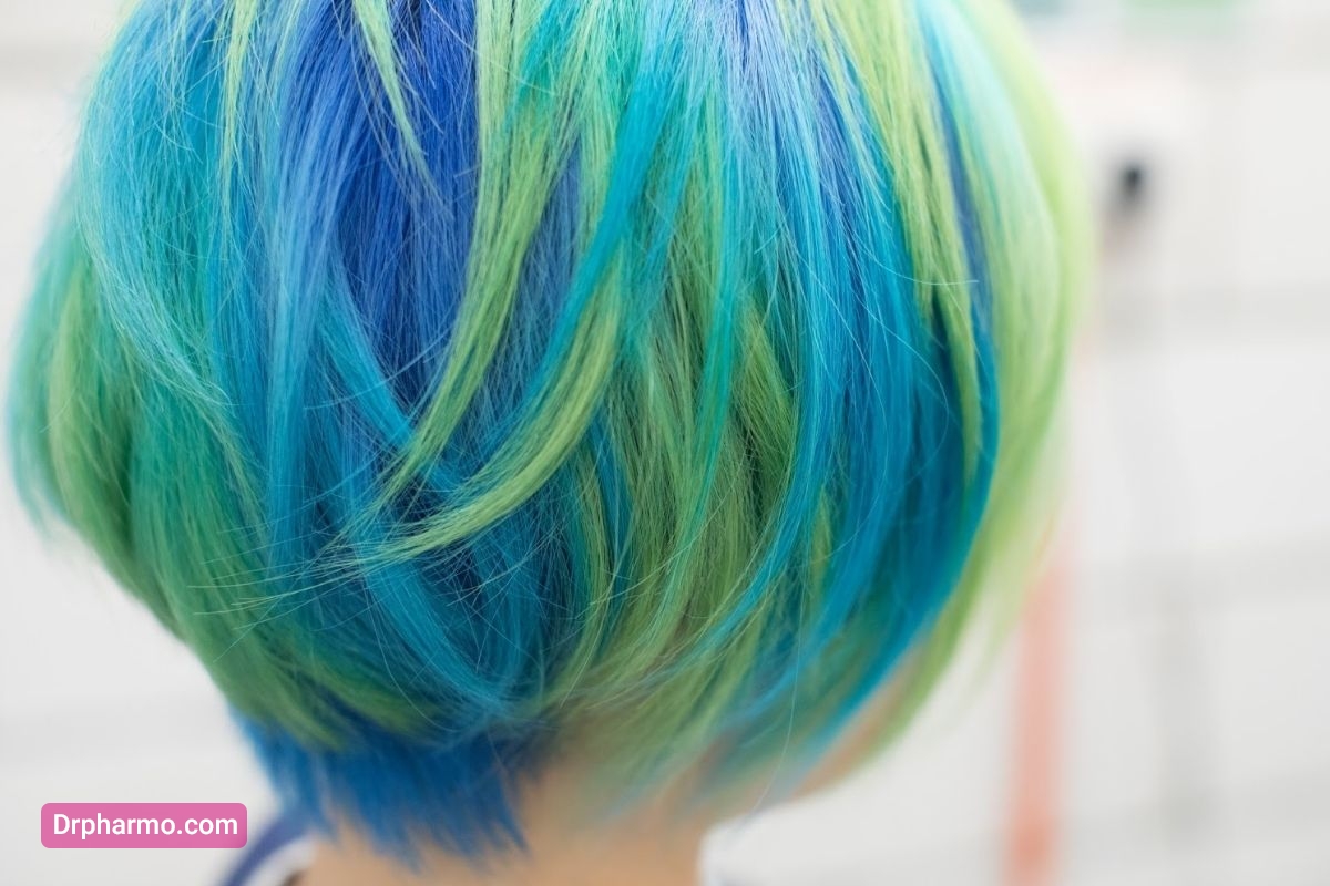 رنگ مو رنگین کمانی سبز آبی